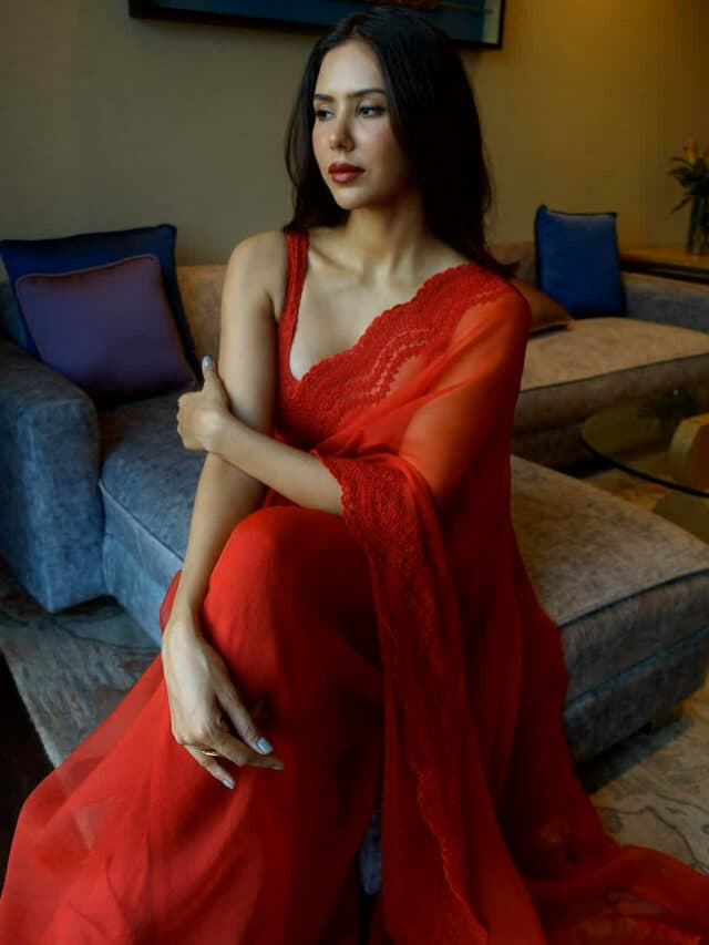 Sonam Bajwa Hot Pic: सोनम बाजवा ने रेड साडी प्लांट किया कर्वी फिगर