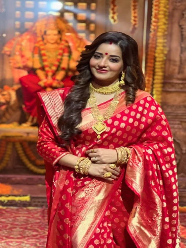 Monalisa Hot Photos : लाल साड़ी में बेहद ही खूबसूरत लग रही हैं मोनालिसा, जमकर वायरल रही ये तस्वीरें