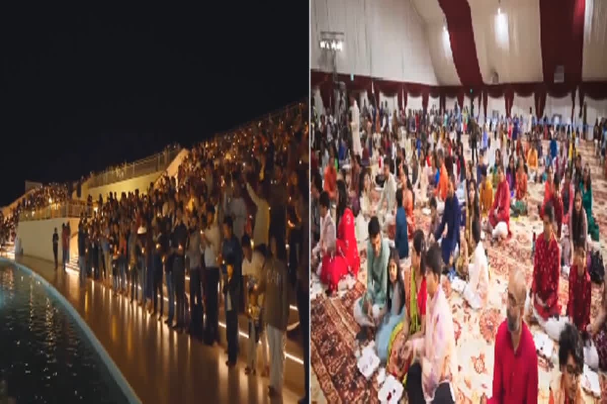 Diwali Celebration At BAPS Mandir: BAPS मंदिर में सैकड़ों की संख्या में जुटे भारतीय, दीप जलाकर धूमधाम से मनाई दिवाली