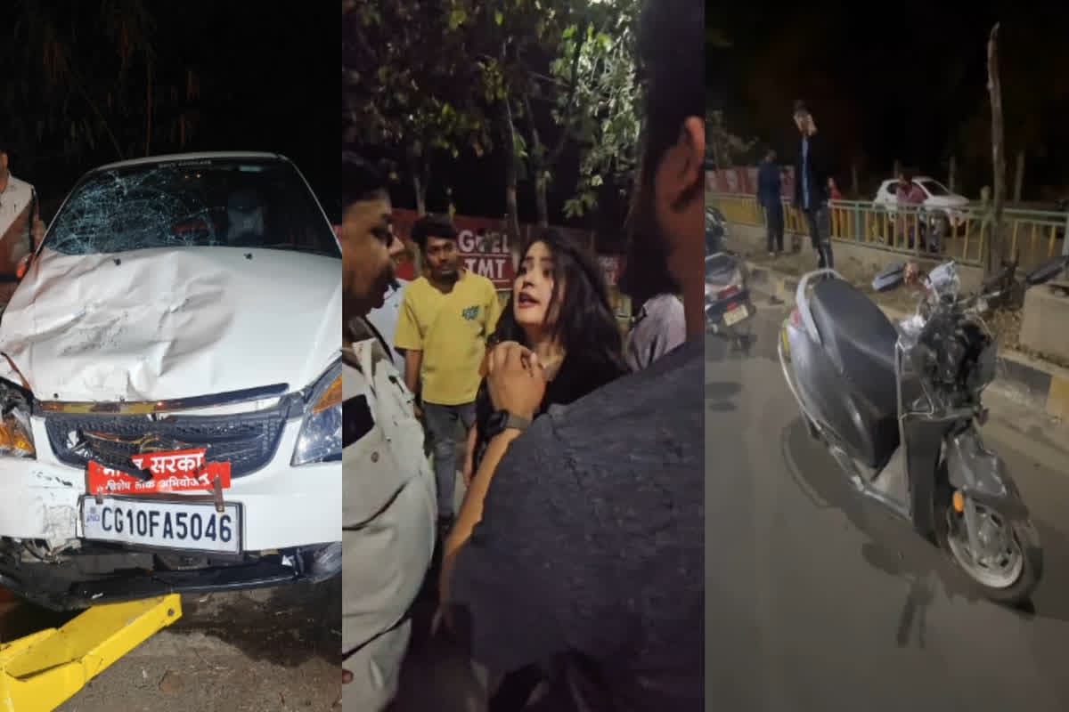 Raipur VIP Road Accident। Photo Credit: IBC24