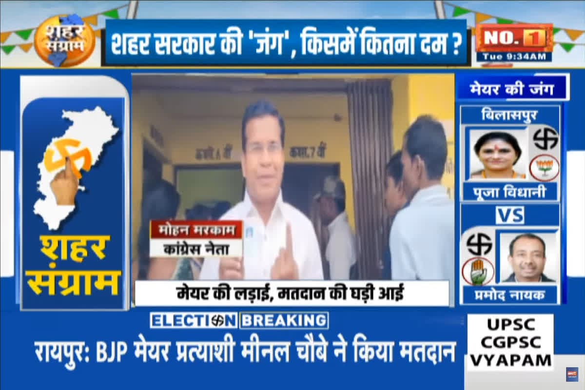 CG Nikay Chunav Voting 2025 LIVE : कोण्डागांव में 22 वार्डों और अध्यक्ष पद के लिए मतदान जारी, पूर्व मंत्री मोहन मरकाम ने डाला वोट