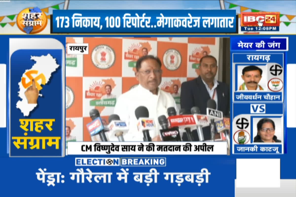 CG Nikay Chunav Voting 2025 LIVE : सीएम विष्णु देव साय ने लोगों से की मतदान की अपील, रायगढ़ रवाना होने से पहले भाजपा की जीत को लेकर किया ये दावा