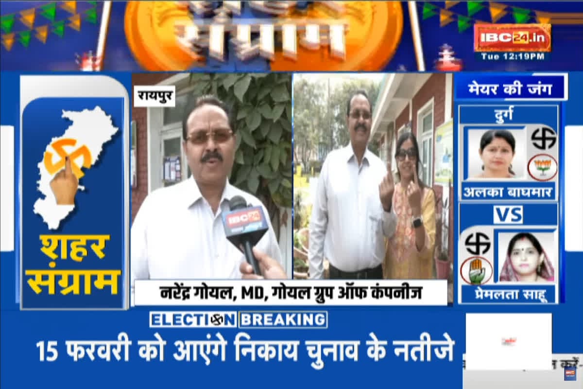 CG Nikay Chunav Voting 2025 LIVE : गोयल ग्रुप ऑफ कंपनीज के एमडी नरेंद्र गोयल ने किया मतदान, शहर के विकास को लेकर कही ये बात