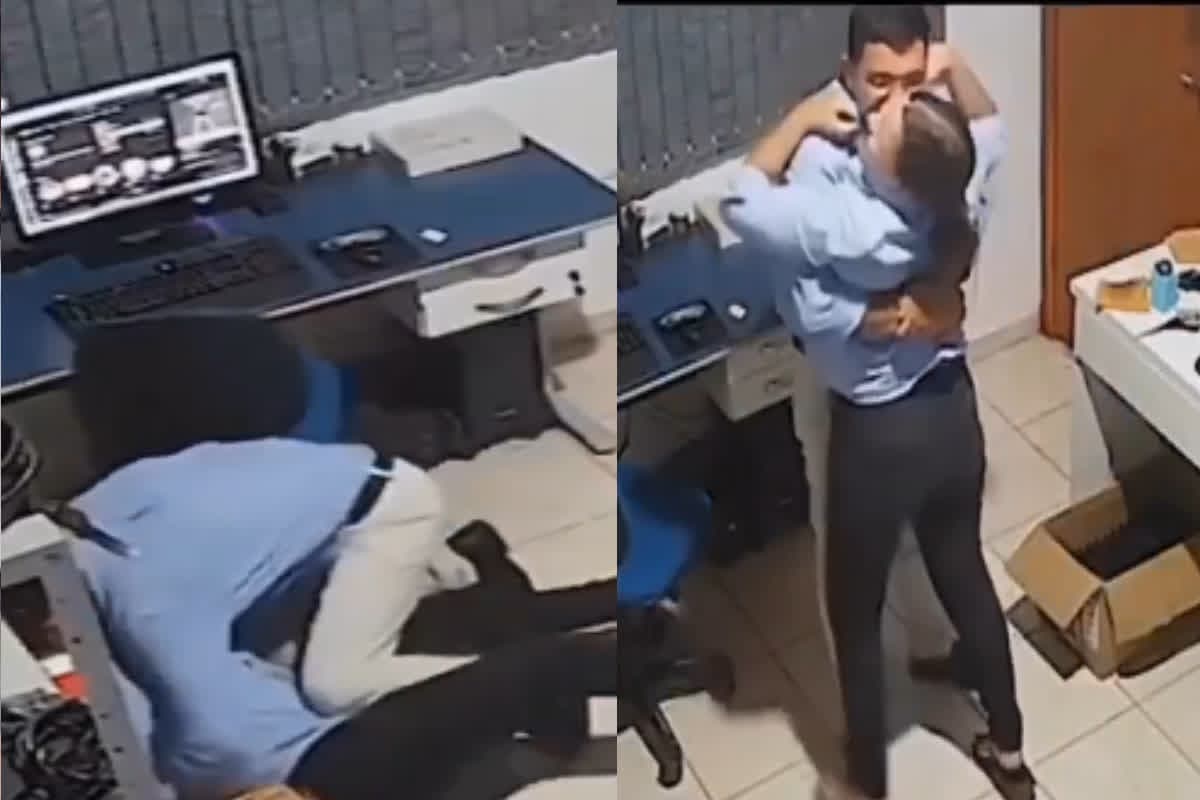 Student Teacher Romance Video: ऑफिस में छात्रा के साथ रोमांस करते नजर आए शिक्षक, पहले किया Kiss, फिर फर्श पर लेट गई छात्रा…CCTV फुटेज वायरल