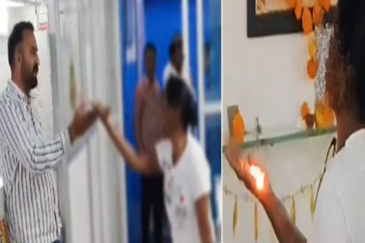 Khandwa Viral Video: फाइनेंस कंपनी के ऑफिस में महिला का हाईवोल्टेज ड्रामा, खुद को देवी बताकर निगला जलता कपूर, देखें वीडियो