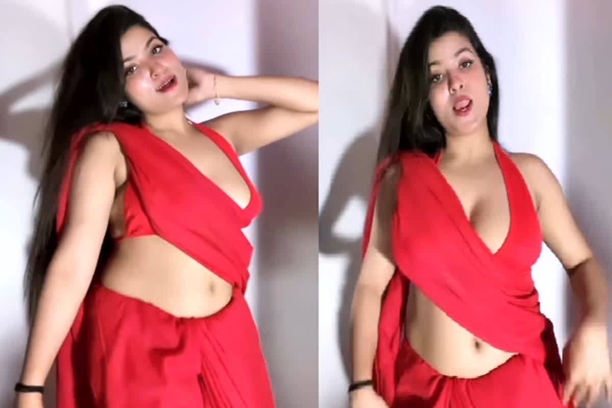 Model Bhabhi Sexy Video: लाल रंग की साड़ी और ब्रा में मॉडल भाभी ने लगाए सेक्सी ठुमके, पतली कमर देख मचल उठा फैंस का दिल, देखें वीडियो