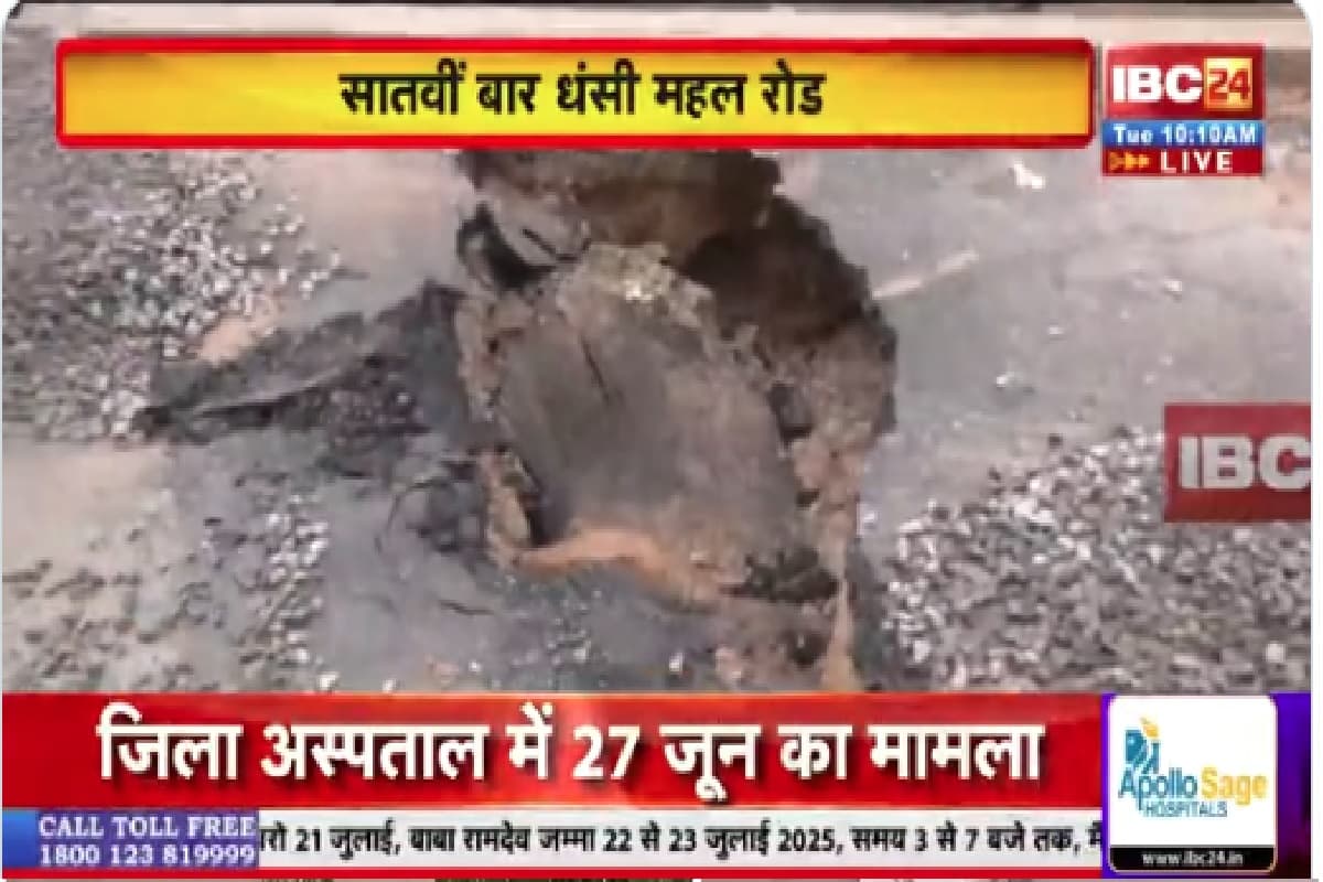 Gwalior Mahal Road News: 15 दिन में सातवीं बार धंसी महल रोड, 18 करोड़ की लागत से हुआ है निर्माण, देखें वीडियो