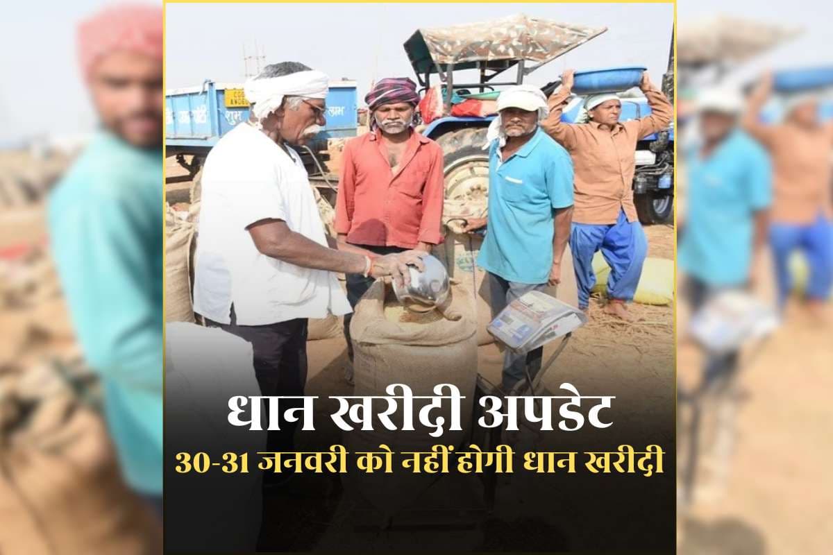 CG Dhan Kharidi Last Date: 30 और 31 जनवरी को नहीं होगी धान खरीदी, टोकन ले चुके किसानों को 29 को ही बेचना होगा धान, जिला प्रशासन ने जारी किया निर्देश