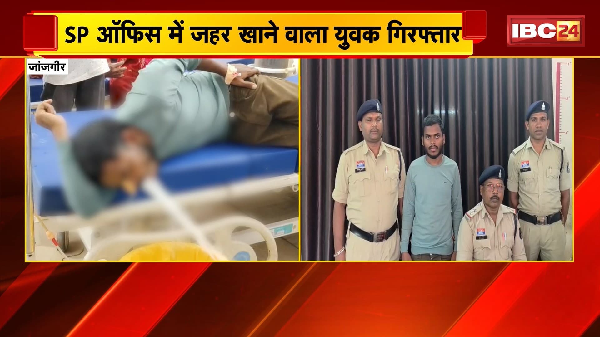 Janjgir SP Office Poison Incident : SP ऑफिस में जहर खाने वाला युवक गिरफ्तार। जांच में युवक की शिकायत निकली झूठी