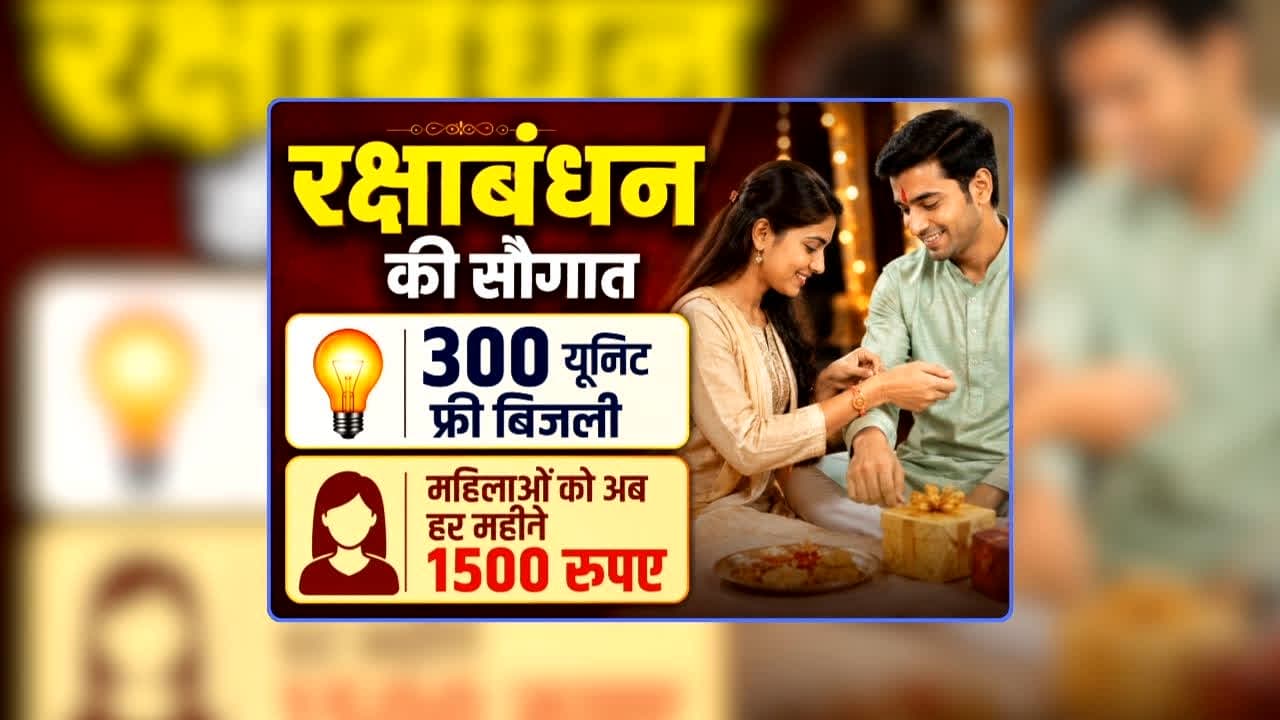 300 Unit Free Electricity Scheme on Raksha Bandhan: 300 यूनिट फ्री बिजली…महिलाओं को अब हर महीने 1500 रुपए, रक्षाबंधन पर सबसे बड़ी सौगात, खुद यहां के सीएम ने किया ऐलान