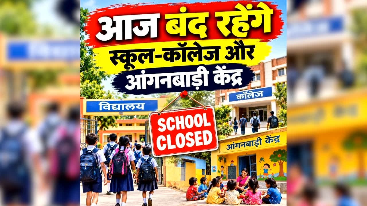 All Schools Closed today: आज बंद रहेंगे सभी स्कूल-कॉलेज, आंगनबाड़ी केंद्रों में भी छुट्टी का ऐलान, इस वजह से कलेक्टर ने लिया बड़ा फैसला
