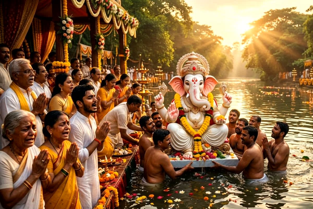 Ganesh Visarjan 2026: आज गणेश चतुर्थी पर पंचक और भद्रा के साए में ऐसे करें बप्पा को विदा? जानिए आज शाम और रात के उत्तम मुहूर्त और महा-नियम
