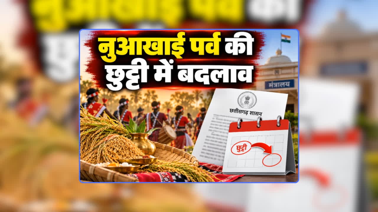 CG Public Holiday 2026 Date Changes: नुआखाई पर्व की छुट्टी में बदलाव, अब इस दिन बंद रहेंगे सभी स्कूल-कॉलेज, आंगनबाड़ी और सरकारी संस्थाएं, प्रशासन ने जारी किया आदेश