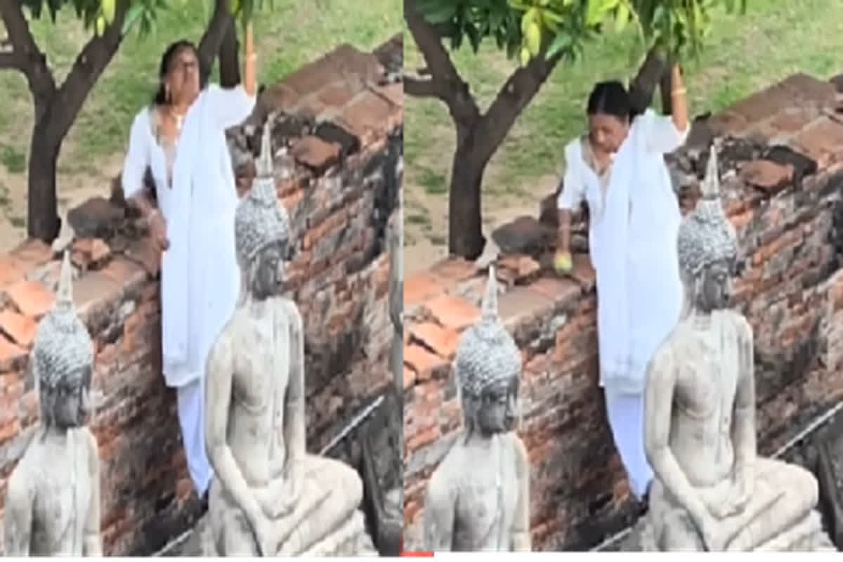 Viral Video: भगवान बुद्ध की मूर्ति पर चढ़कर महिला ने की शर्मनाक करतूत, वीडियो के वायरल होते ही मचा बवाल