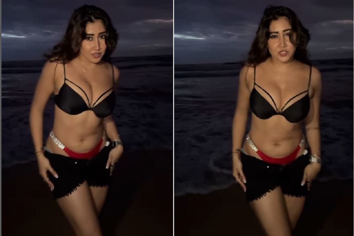Hot sexy video: हॉट इन्फ्लुएंसर ने रेड ब्लैक बिकनी में शेयर किया हॉट सेक्सी वीडियो, पानी में लगा रही आग