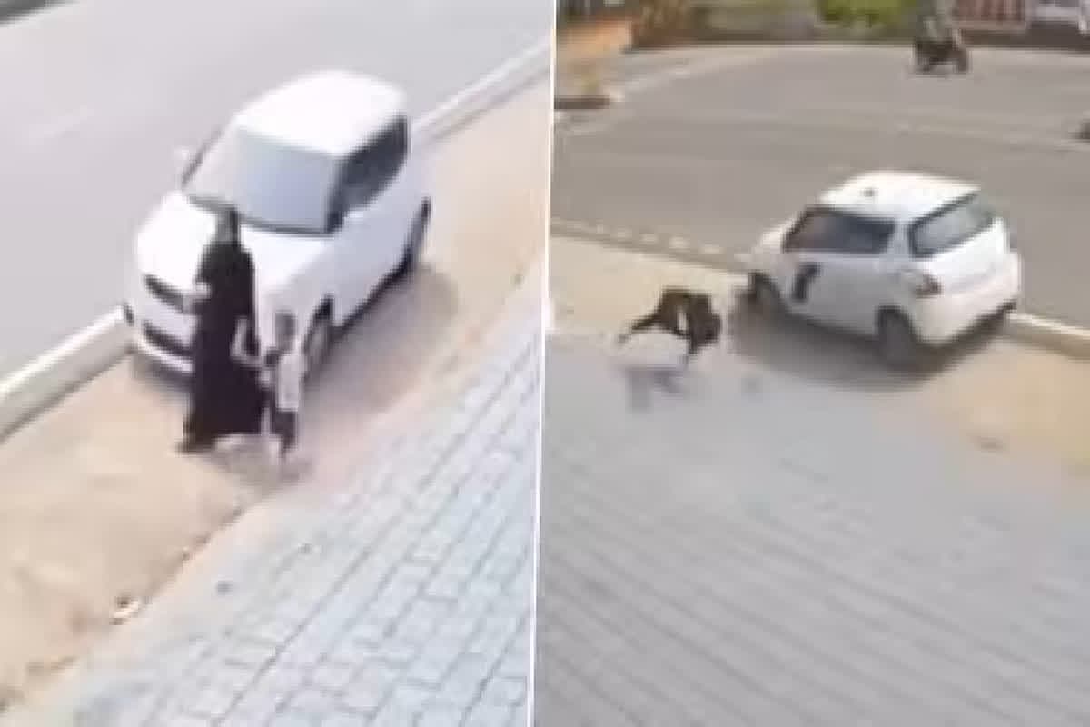 Live Accident Video: सड़क किनारे जा रही महिला को तेज रफ़्तार कार ने मारी टक्कर, वीडियो देख आप भी हो जाएंगे हैरान