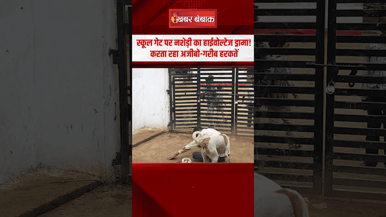 Drunk Man Creating Ruckus: स्कूल गेट पर नशेड़ी का हाईवोल्टेज ड्रामा! करता रहा अजीबो-गरीब हरकतें