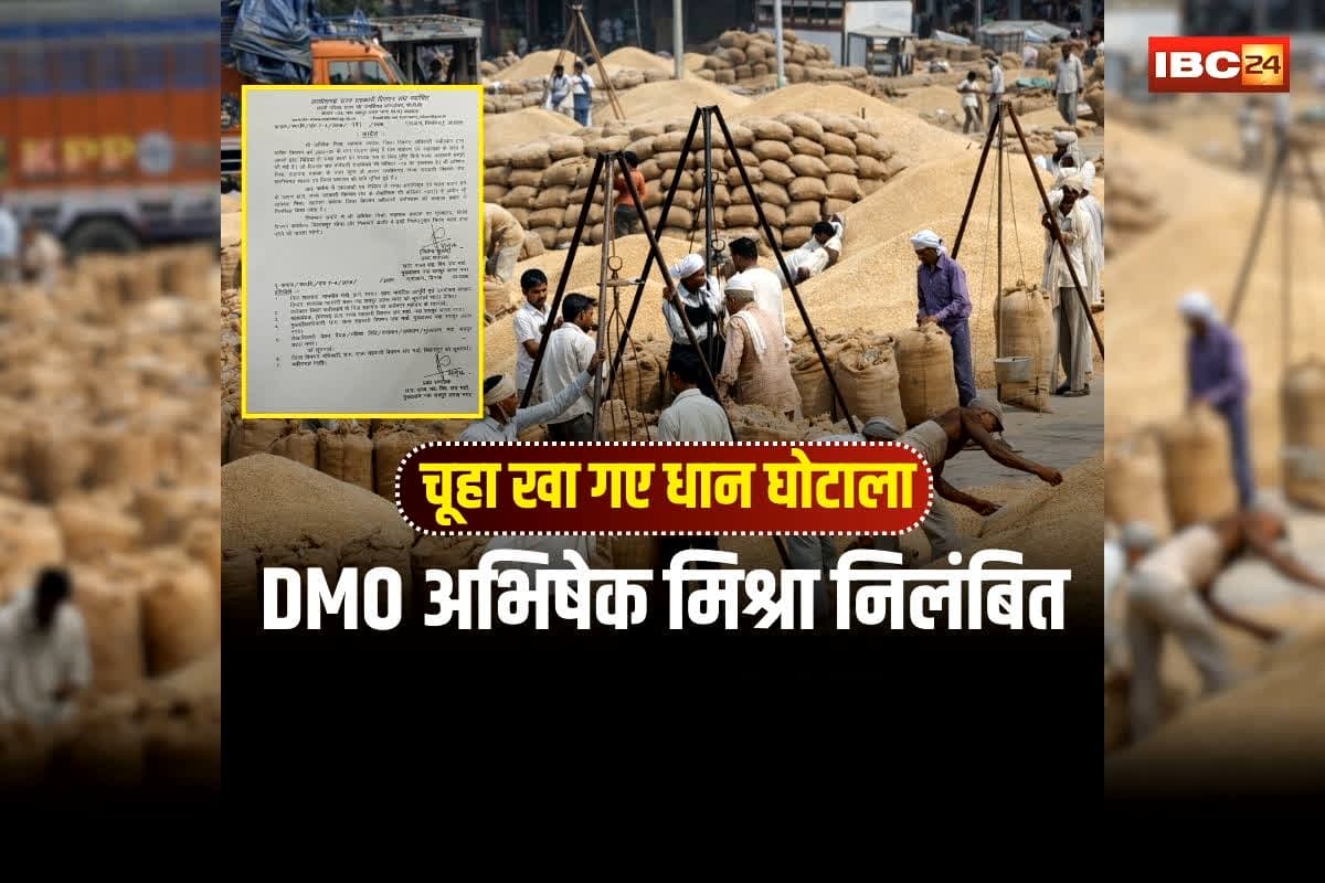 Kawardha Dhan Ghotala: छत्तीसगढ़ के चर्चित धान घोटाले में बड़ा एक्शन, DMO अभिषेक मिश्रा निलंबित, ‘चूहा खा गए धान’ बयान देना पड़ा महंगा