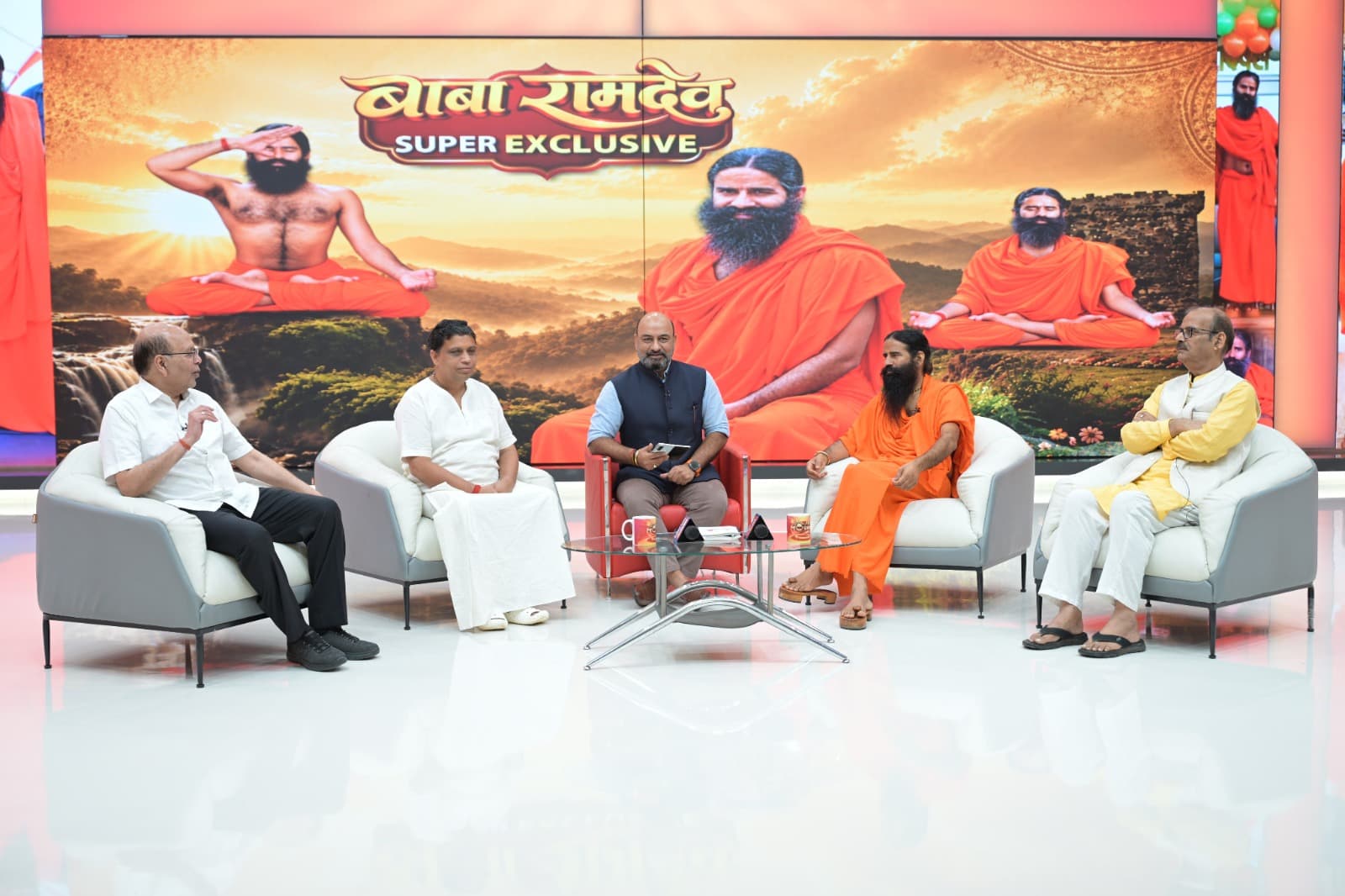 Baba Ramdev at IBC24 Office/Image Credit: IBC24.in