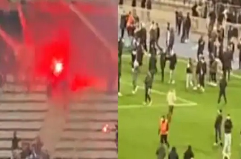 मैच के दौरान बवाल, दर्शकों ने स्टेडियम में लगा दी आग, जान बचाकर भागते दिखे खिलाड़ी