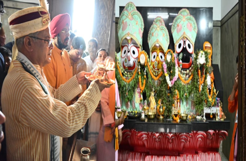 रथयात्रा में शामिल होने जगन्नाथ मंदिर पहुंचे, प्रभु जगन्नाथ, बलभद्र एवं मां सुभद्रा की पूजा अर्चना कर की प्रदेश में खुशहाली की कामना