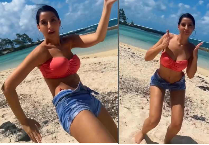 एक्ट्रेस Nora fatehi ने पैंट का बटन खोल समुद्र किनारे किया डांस, Sexy Video देख हिल उठेगा तन-मन
