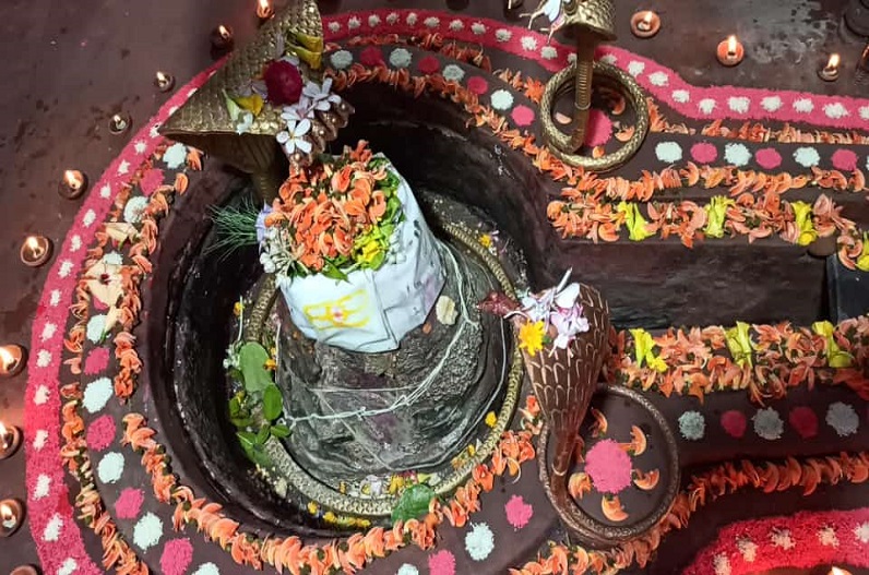 Baba Kuleshwarnath decorated with Tesu and Palash flowers