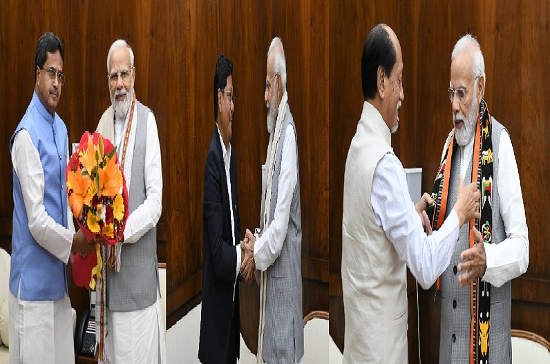 त्रिपुरा, नगालैंड और मेघालय के मुख्यमंत्रियों ने प्रधानमंत्री मोदी से की मुलाकात, दिया खास तोहफा