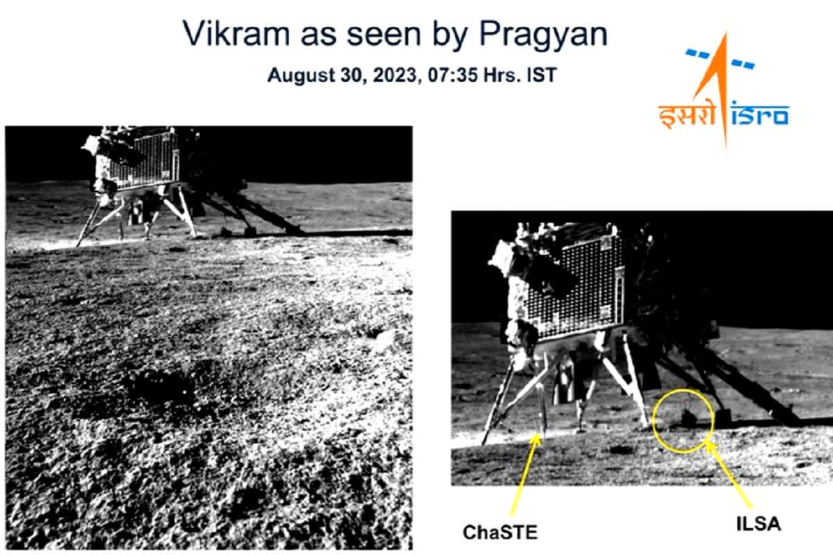 Chandrayaan-3 Mission: प्रज्ञान रोवर ने क्लिक की विक्रम लैंडर की तस्वीर, इसरो ने शेयर किया शानदार फोटो