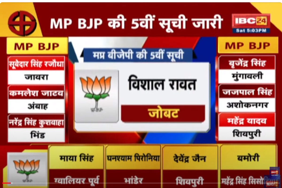 BJP Candidates for MP Assembly Election : बीजेपी ने की 228 प्रत्याशियों की घोषणा, सामान्य से 78, पिछड़ा वर्ग 69, एसटी 47, एससी के 34 उम्मीदवार