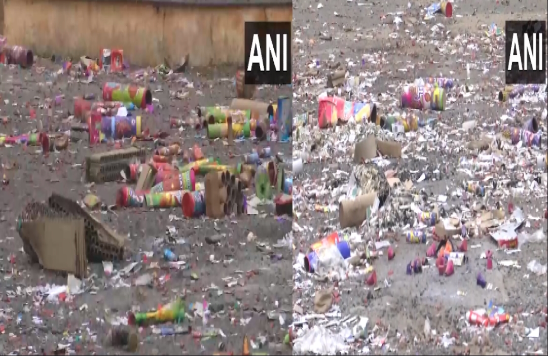 Chennai News : चेन्नई की सड़कों पर लगा पटाखों के कचरे का अंबार, पैर रखने को तक जगह नहीं, सामने आया वीडियो