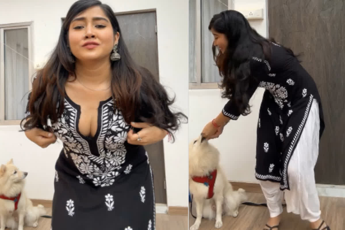 Gujrati Girl Hot Sexy Video: डीप कट शूट वाली गुजराती छोकरी ने झूककर दिखा दिया सब कुछ, मचा बवाल
