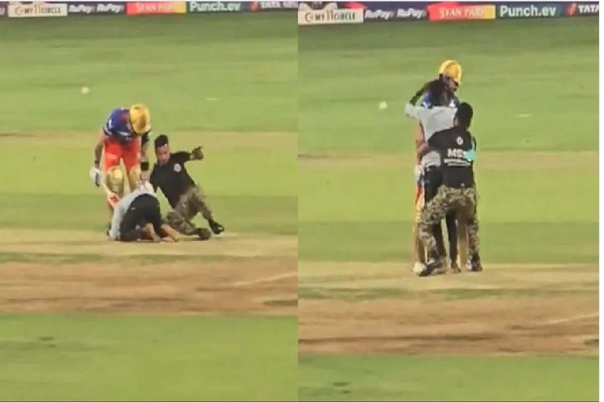 Virat Kohli Fan Breaches IPL Security: आईपीएल की सुरक्षा में बड़ी चूक! मैदान में घुसकर कोहली को जमकर पकड़ा
