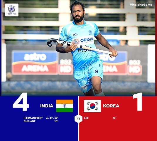 एशियन चैंपियंस ट्रॉफी, भारत का विजय अभियान जारी, दक्षिण कोरिया को 4-1 से हराया